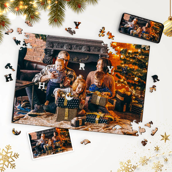 Christmas-Themed Custom Photo Puzzle – Wooden Christmas Jigsaw Puzzles for Adults - 500-Piece