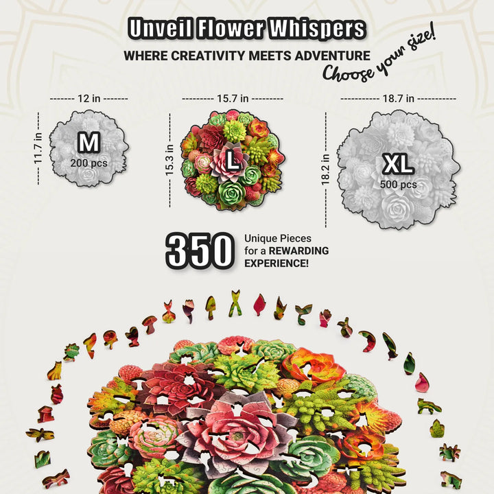 succulent size chart 350-Piece Wooden Puzzle – Succulent Art for Adults – LEOGOR