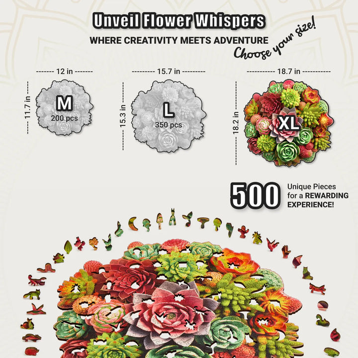 succulent puzzle 500 pieces Wooden Puzzle for Adults – 500-Piece Succulent Art – LEOGOR