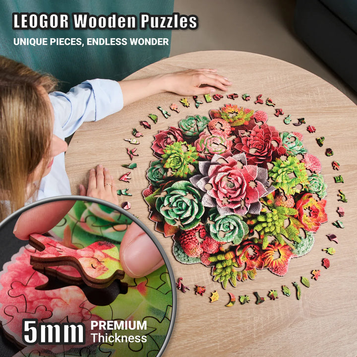 succulent puzzle 500 pieces Wooden Puzzle for Adults – 500-Piece Succulent Art – LEOGOR