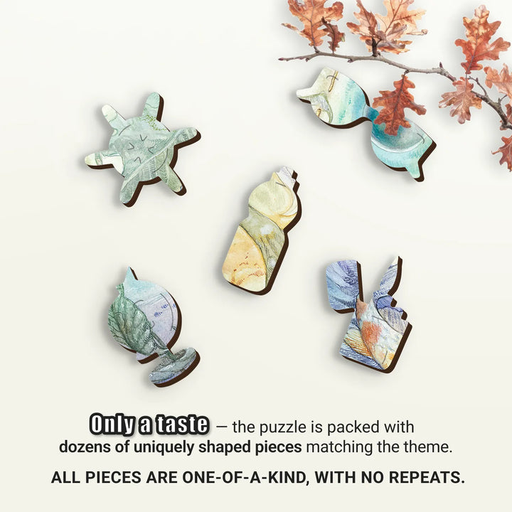 Premium wooden jigsaw puzzle showing delicate dragons and ethereal balance