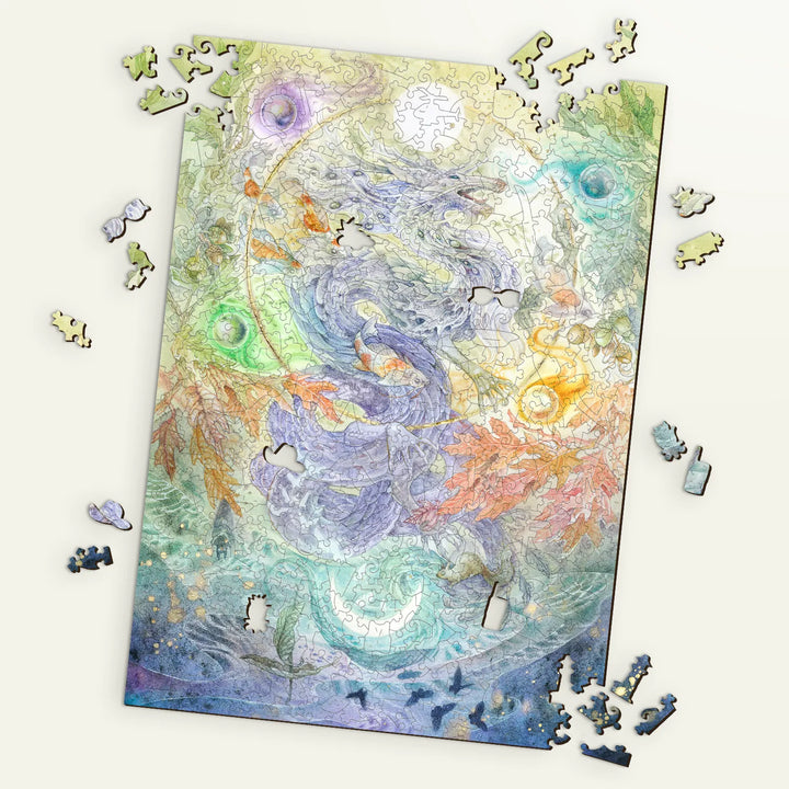 Wooden jigsaw puzzles featuring fine lines and symbolic harmony, Encircle by Stephanie Law