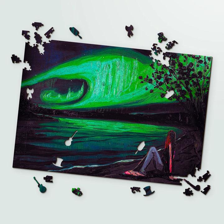 Atmospheric expressionist scene – wooden jigsaw puzzles showing painterly texture