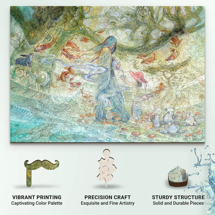 Vibrant printing and craftsmanship on wood jigsaw puzzles for artistic puzzling