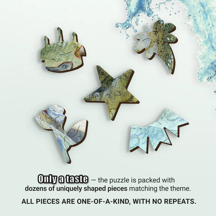 Wooden jigsaw puzzle – precision-cut, capturing fine organic shapes