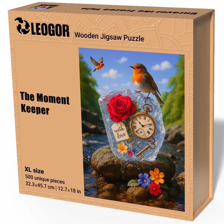 Gift-ready packaging for wooden puzzles adults, The Moment Keeper wooden puzzle in box