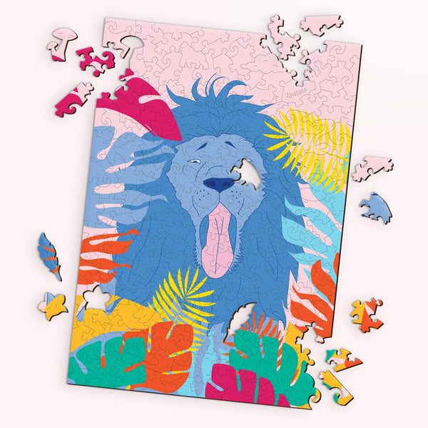 Wooden puzzles for adults featuring The Yawning Lion by Malikom – a bold, captivating design