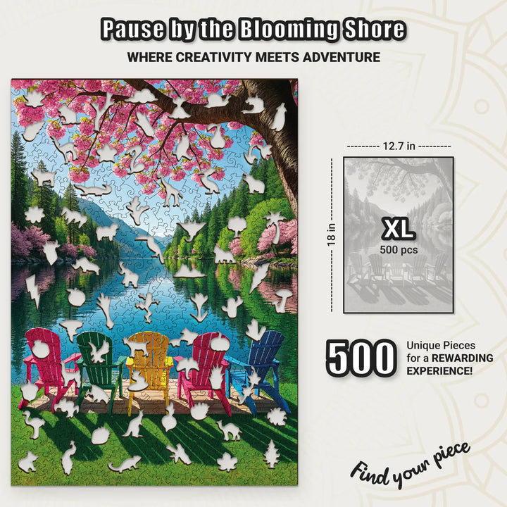 500 piece rectangle puzzle with lakeside view – adult wooden puzzles design