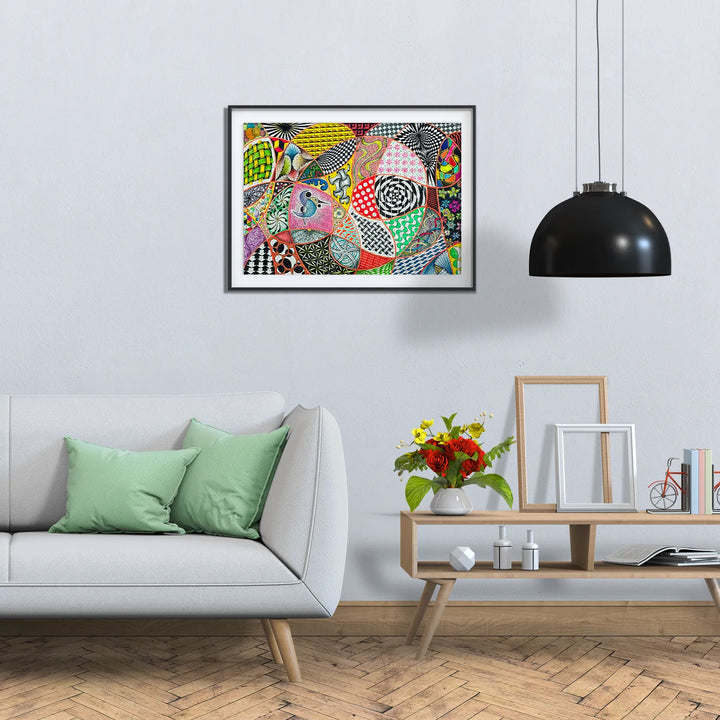 Completed wooden puzzle for adults displayed as striking wall decor