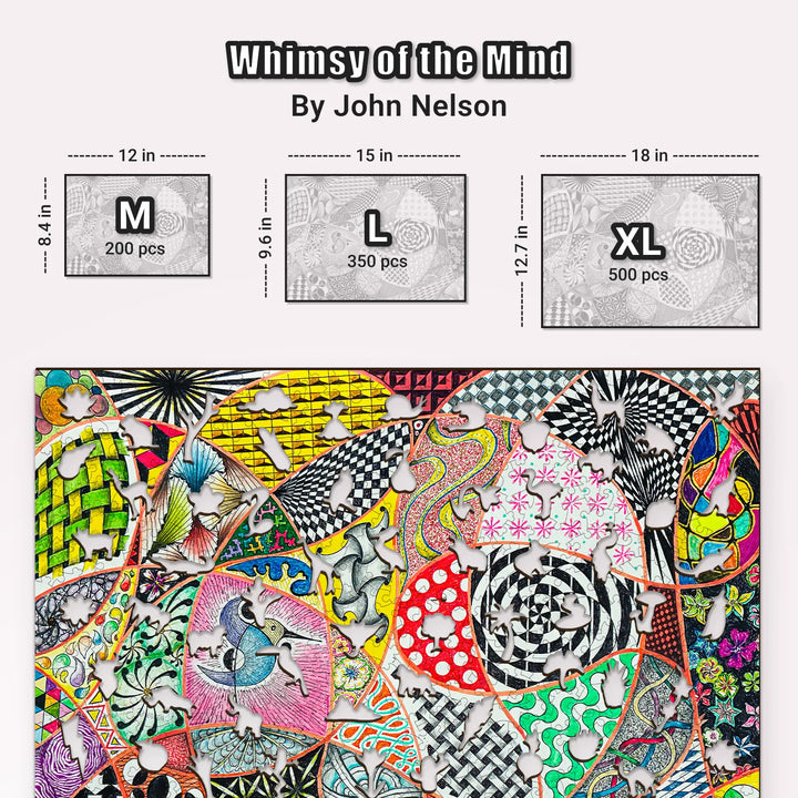 Visual comparison of wooden jigsaw puzzle sizes – 200, 350, 500 pieces