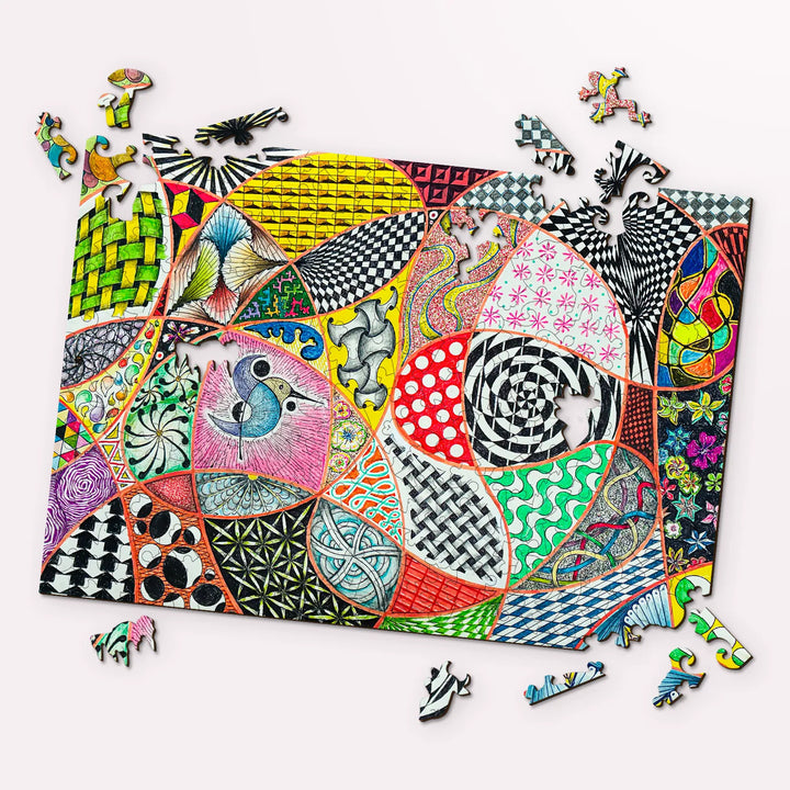 Abstract optical design – wooden puzzles for adults, Whimsy of the Mind by John Nelson