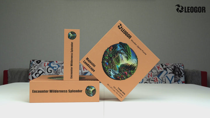 Video of Majestic Landscape wooden puzzle – scenic wood pieces, unboxing, and calm assembly